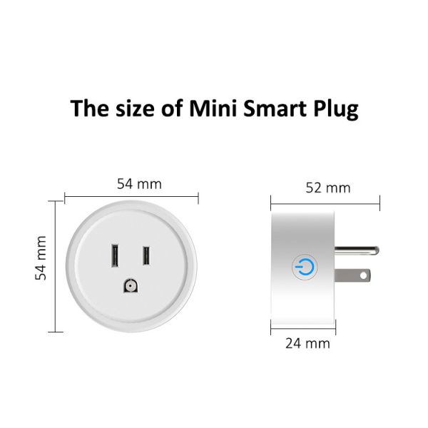 68g Smart Plug Wall Outlet 54×54mm Wifi Enabled Electrical Outlets