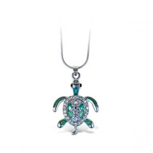 China Green Sea Turtle Necklace Silver Chain Jewelry with Rhinestone  Pendant For Casual Formal Attire Sea Life  Necklace wholesale