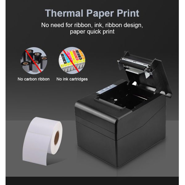 Auto Cutter 80mm 3 Inch Thermal Receipt Printer USB Bluetooth LAN Interface Desktop