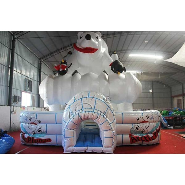 Polar Bear Themed Large Inflatable Slide CE Standard PVC Material Made