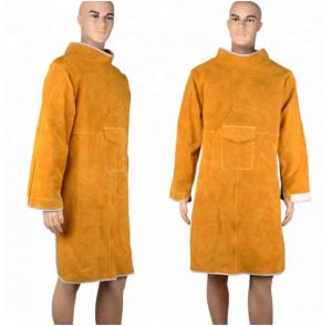 China Durable Cow Leather Welding Clothes Long Coat Apron Protection Clothes PPE Safety Wear wholesale