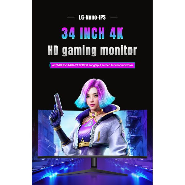400cd/M2 34 Inch Gaming Monitor 1900R Curve Nano Panel 3440x1440 4K UHD Computer Monitor