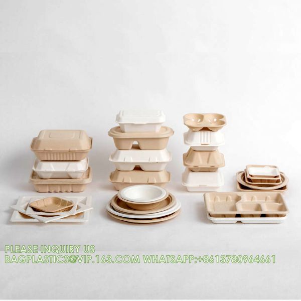 Compostable Sugarcane Bagasse Paper Round Plates 9 Inch 9" Greaseproof And Microwavable PFAS Disposable Plates