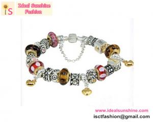 China Hot sales Fashion Silver Plated European Glass Beads Charm Bracelets LOVE charm on sale
