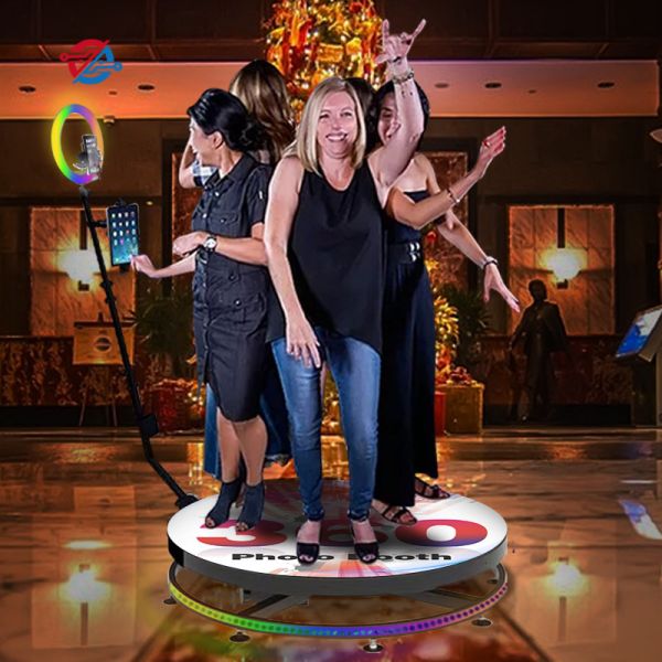Portable Revolve 360 Photo Booth Camera Holder With Light Video For Taking Photos