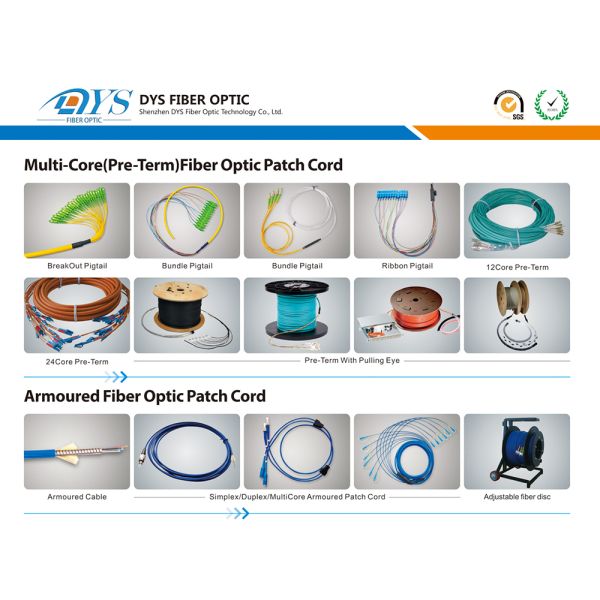 Breakout Preterminated Optical Fiber Patch Cord UL Fiber Cable Assemblies