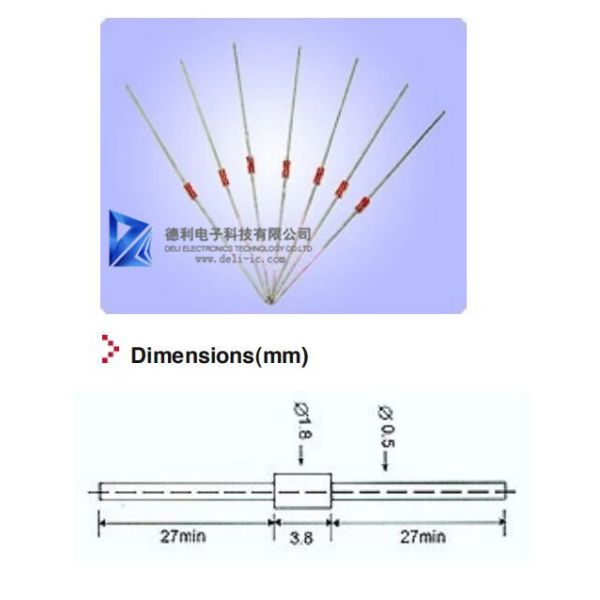MF58 Glass Shell 3950 DIP NTC Thermistors MF58-103J3950FA-A
