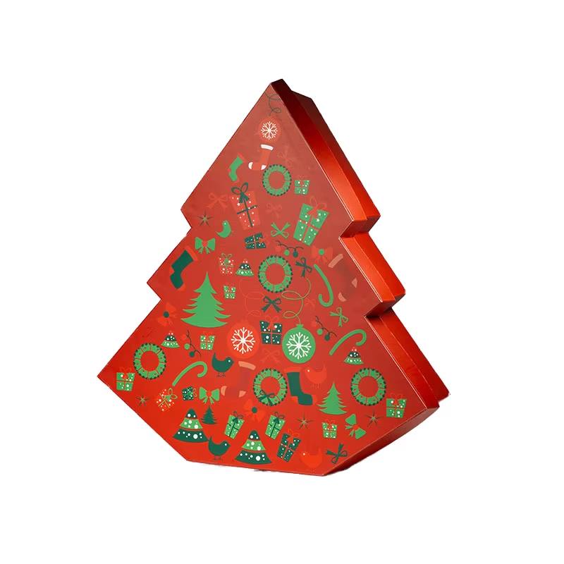 Christmas Tree Shape Rigid Packaging Box OEM And ODM One-stop Service Lid And Base Box Custom Printed Rigid Packaging Box Options