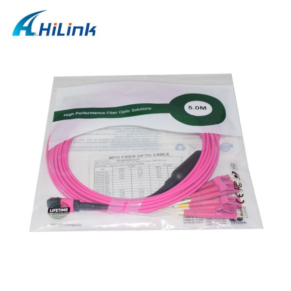 LSZH OM4 Multimode MPO Breakout Cable 5M Duplex 8 Fibers Type B