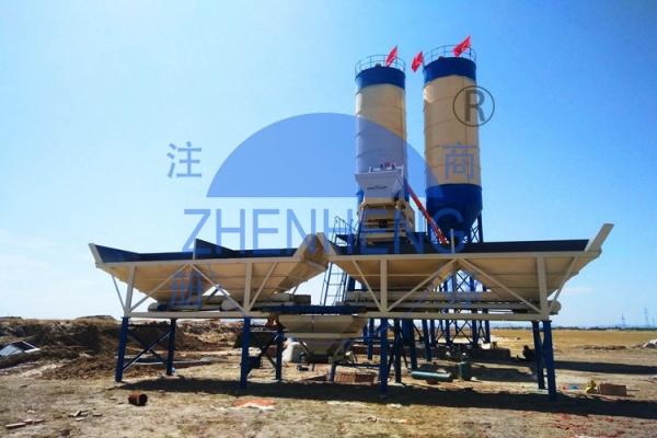 Quality HZS50 Skip Hoist Type Concrete Batching And Mixing Plant Theoretical Capacity 50m3/H for sale