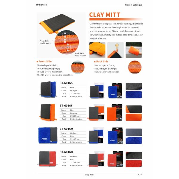 Medium Orange Nanoskin Clay Mitt S M L XL Size For Auto Wahshing