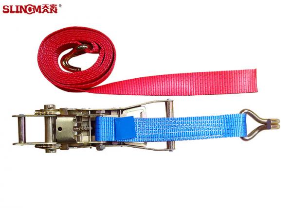 Quality Blue Heavy Duty Ratchet Straps , Lockable Tie Down Straps EN12195-2 Standard for sale