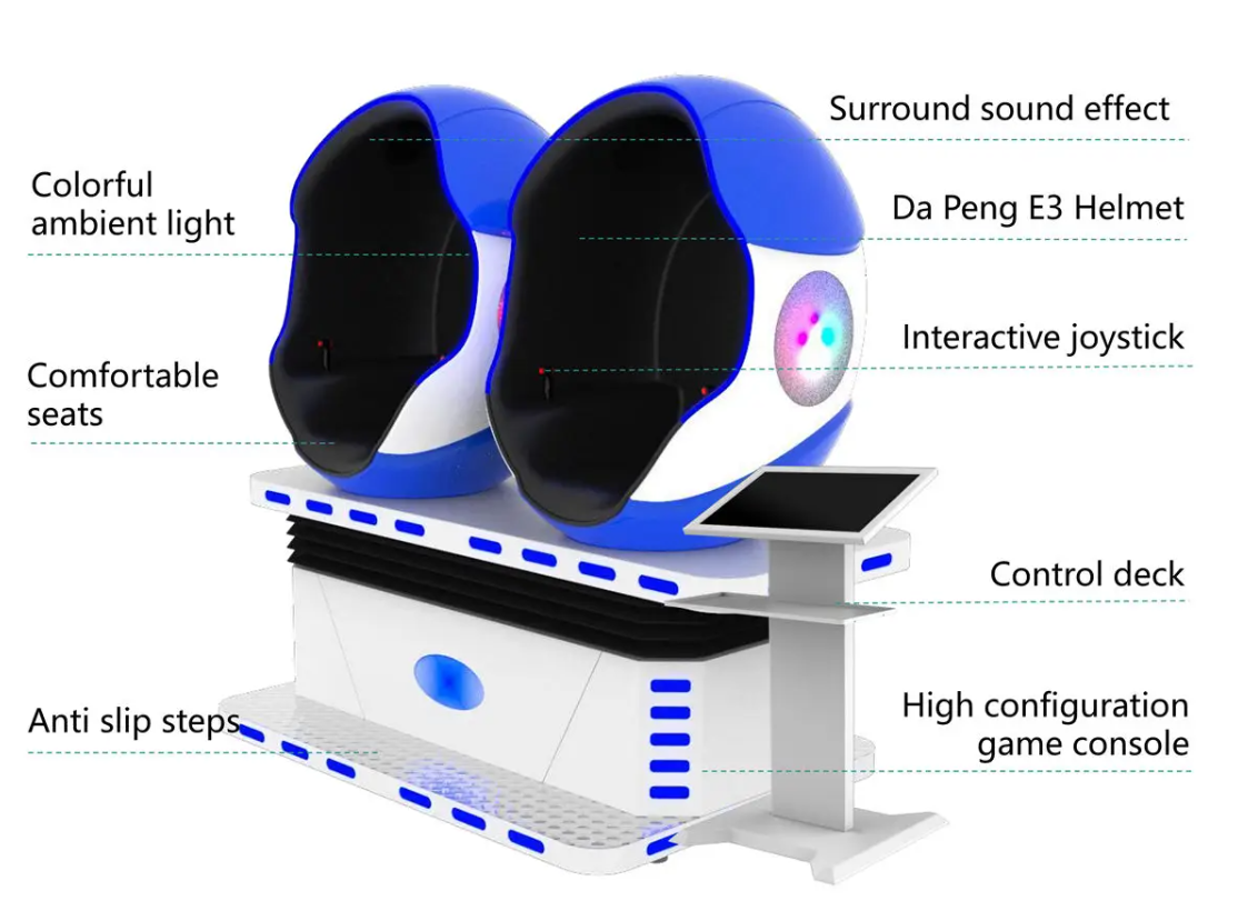 Double Seat 9d Vr Egg Chair Electric With Motion Platform 19"/21"/ 42" Touch Screen