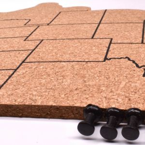 Travel USA Map Cork Board With 10 Push Pins Bulletin Board
