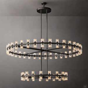 Round Chrome Crystal Chandelier Dimmable Hanging Light Fixture For Ceiling 140Cm