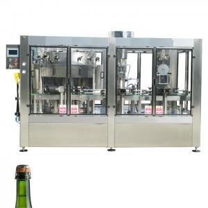 China Sparkling wine bottle filling machine automatic sparkling juice filling corking wire caging machine 3 in 1 mono block wholesale