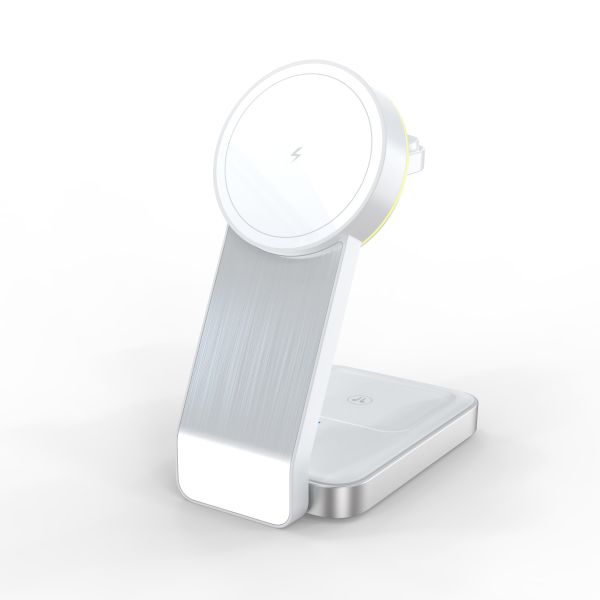 Collapsible Wireless Charging 3 In One Fast Charger 15W Black And White