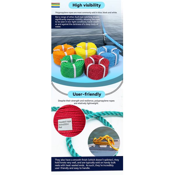 Customized Floating 3 Strand Polysteel Aquaculture /Fishery Rope With High MBL Made in Florescence