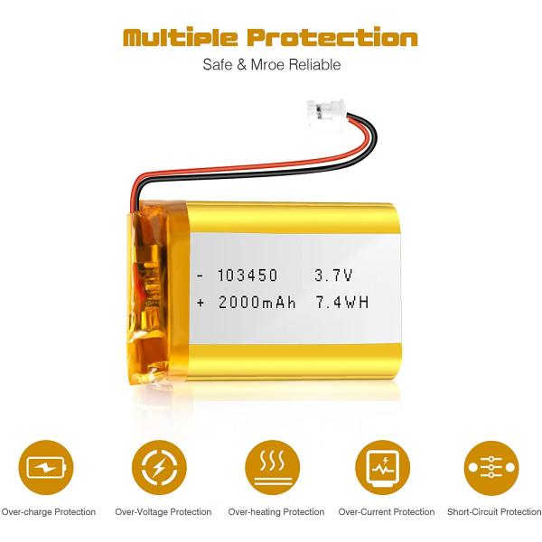 103450 3.7V Lithium Ion Polymer Battery 57g Rechargeable Li Ion Battery 2000mAh