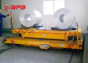 China Railway electric flat bed trailer for steel foil coils handling with V-frame on sale