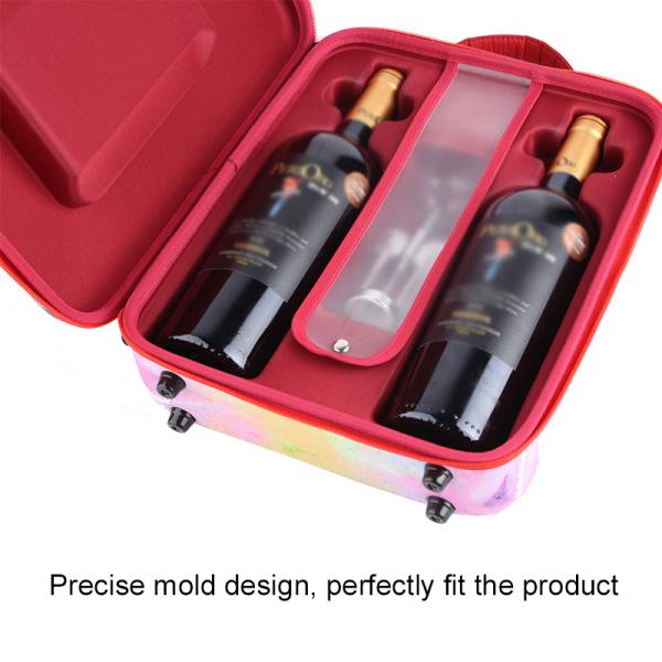 Red Zipper EVA Tool Case For Wine Bottle 111*271*341mm Hard