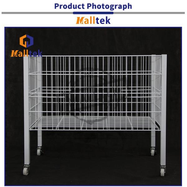 Supermarket Zinc Metal Wire Mesh Stacking Baskets Easy To Move With Wheels