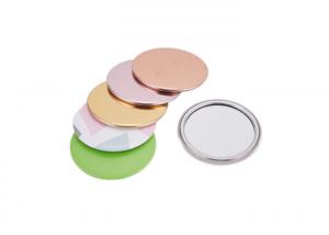 China Mini Unique Silver Compact Mirror Engraved Debossing Metal Logo Single Sides on sale
