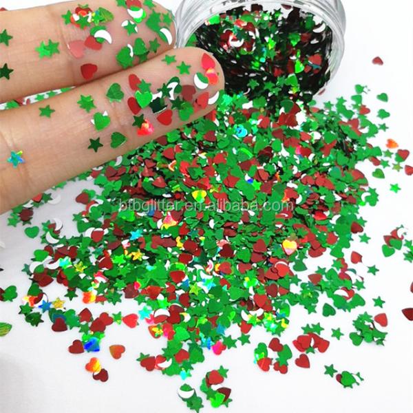 Polyester Glitter Christmas Glitter With Chunky Mixed Snow Tree Shaped Christmas Tree Glitter Collection