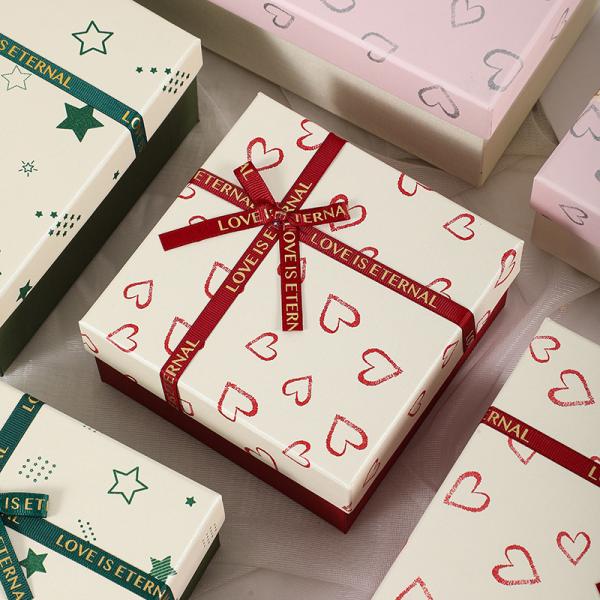 Custom Printed Square Bow Gift Box for Valentine's Day