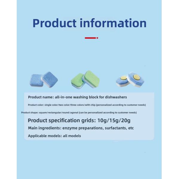 Eco Friendly Disposable 3-in-1 Solid Cleaner For Grease Removal Effervescent Dishwasher Detergent Tablets