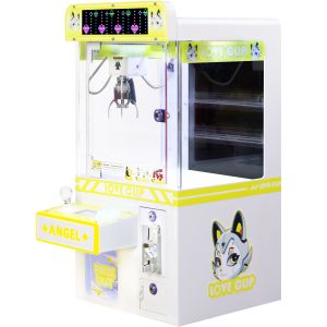 Yellow Coin-Operated LED Desktop Hardware Claw Arcade Machine