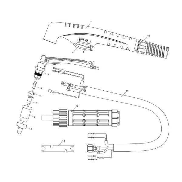 PT80 5m Plasma Cutting Torch 60 Degree Cycle For Plasma Cutting Machine