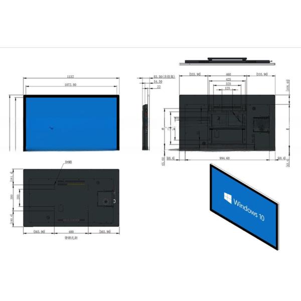 4K UHD 49" 50" inch capacitive touch screen panel display embedded Android or Win10/11 PC support DP VGA DVI input