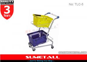 China High Grade Steel Supermarket Shopping Trolley Cart For Two Plastic Baskets wholesale