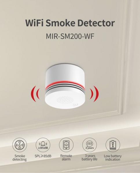 Tuya Wireless WiFi Smoke Detector 85db Wifi Smoke Alarm Detector