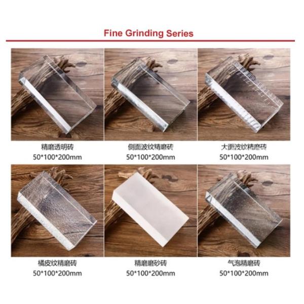 Clear Ice Textured Glass Bricks With Grooved Card Slots Customizable Color Crystal Glass Blocks