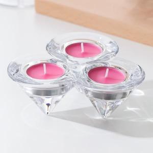 China Triple Glass Tealight Candle Holders Triangular Cone Shaped Trio Candle Holder wholesale