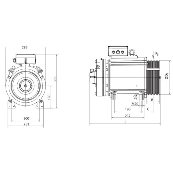 High Efficiency Drive Traction Machine 240mm Sheave Diameter For Elevator