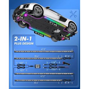 4pcs Car Underglow digital strip light Multi Color DIY Sound Active Function