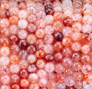 China Healing Energy Red Fire Quartz Round Semi Precious Gemstone Beads on sale
