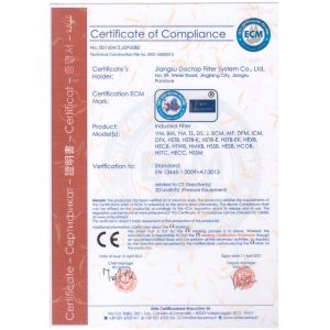 Shanghai Sffiltech Co., Ltd Certifications