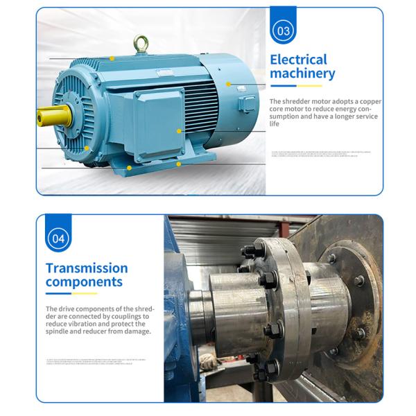 7.5kW Multifunctional Twin Roll Rotor Scrap Shredder for PVC HDPE PP PET Recycling