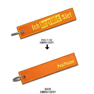 Pantone Color Embroidered Key Tags Durable Custom Embroidered Key Fob