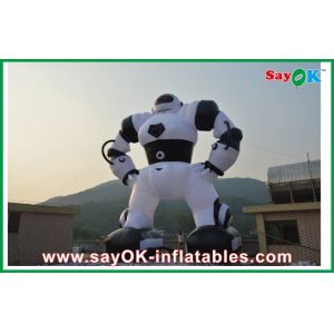 White / Black Inflatable Cartoon Characters , Oxford Cloth Inflatable Robot