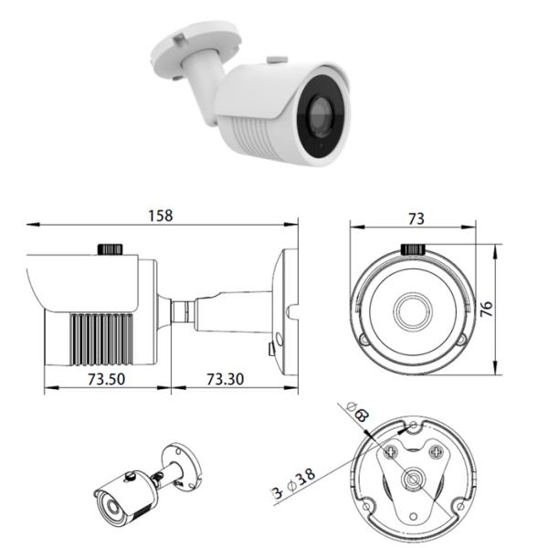 White Night Vision Mini Bullet Security Camera 1080P RTSP Protocol Support