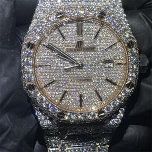 China Custom Luxury Moissanite Iced Out Watch VVS Stainless Steel Diamond Watch wholesale