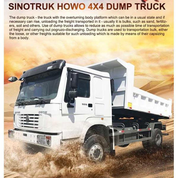 4x4 Tipper Dump Truck 290HP Sinotruk 6 Wheeler Dump Automatically