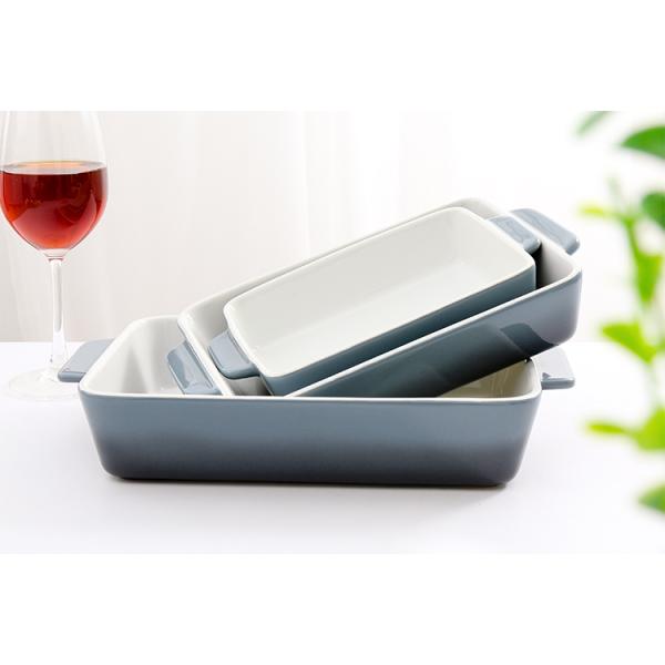Rectangular Shape Ceramic Bakeware Sets Dish For Lasagna 23.7oz Volume