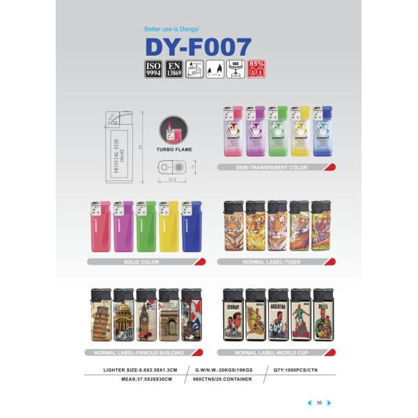 2022 Dongyi EUR Style Classic Windproof Gas Lighter Dy-F007 with Plastic Material