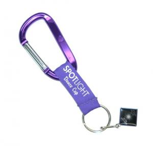 China Purple Metal Carabiner Key Ring Short Polyester Lanyard Key Chain wholesale